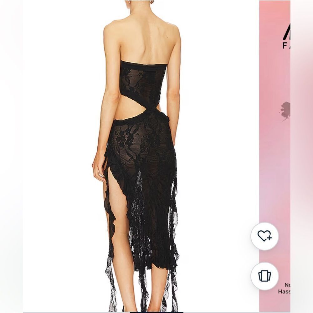 Jaded London Scrunch Lace Ruffle Dress black jellyfish hem cut out Revolve 2 S - Picture 3 of 16